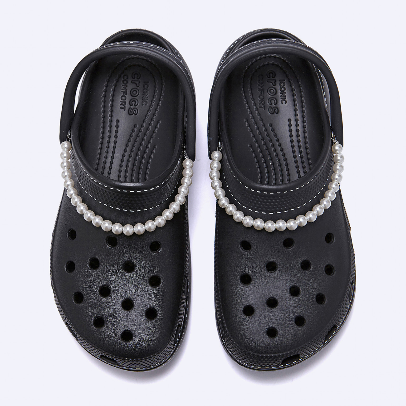 클래식 콘트레스트 스티치 플랫폼 클로그 블랙 / 211536-001