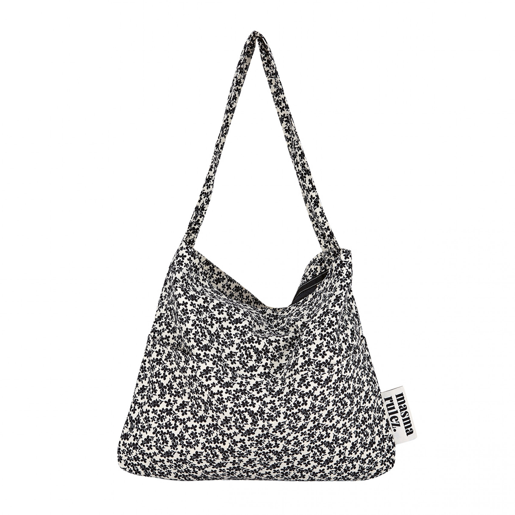 래빗 숄더백 블랙 플라워