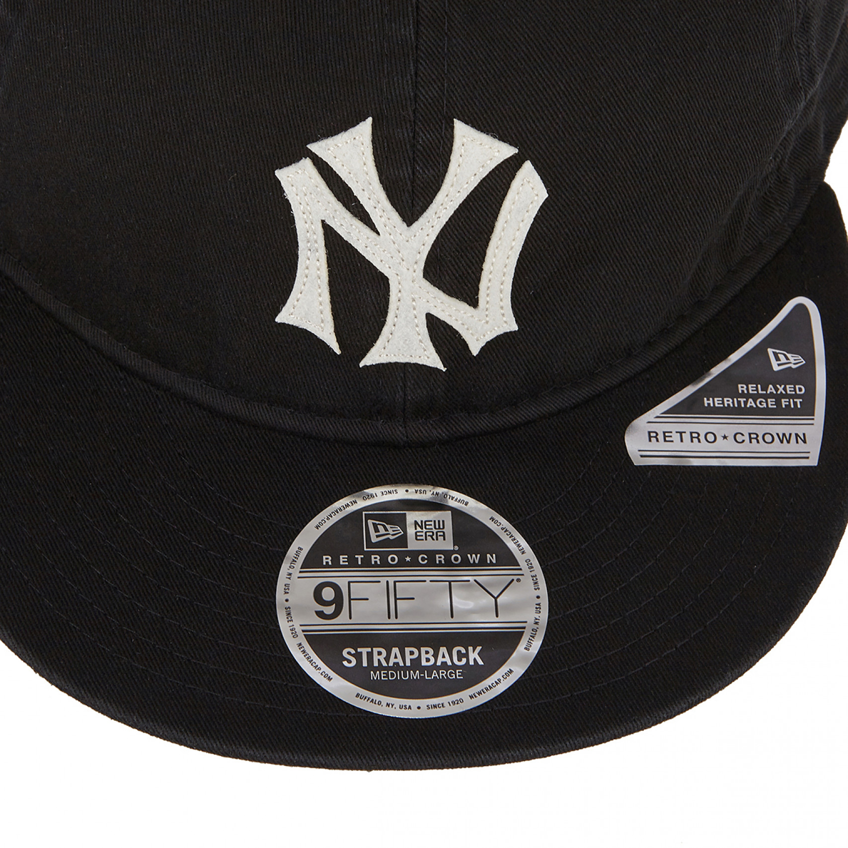 MLB 쿠퍼스타운 뉴욕양키스 아플리케 레트로 크라운 스트랩백 블랙 / 14881427