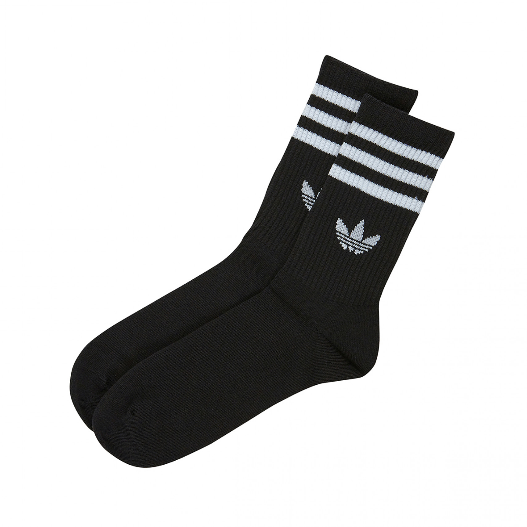 3 스트라이프 크루 삭스 3팩 블랙 / JV7402