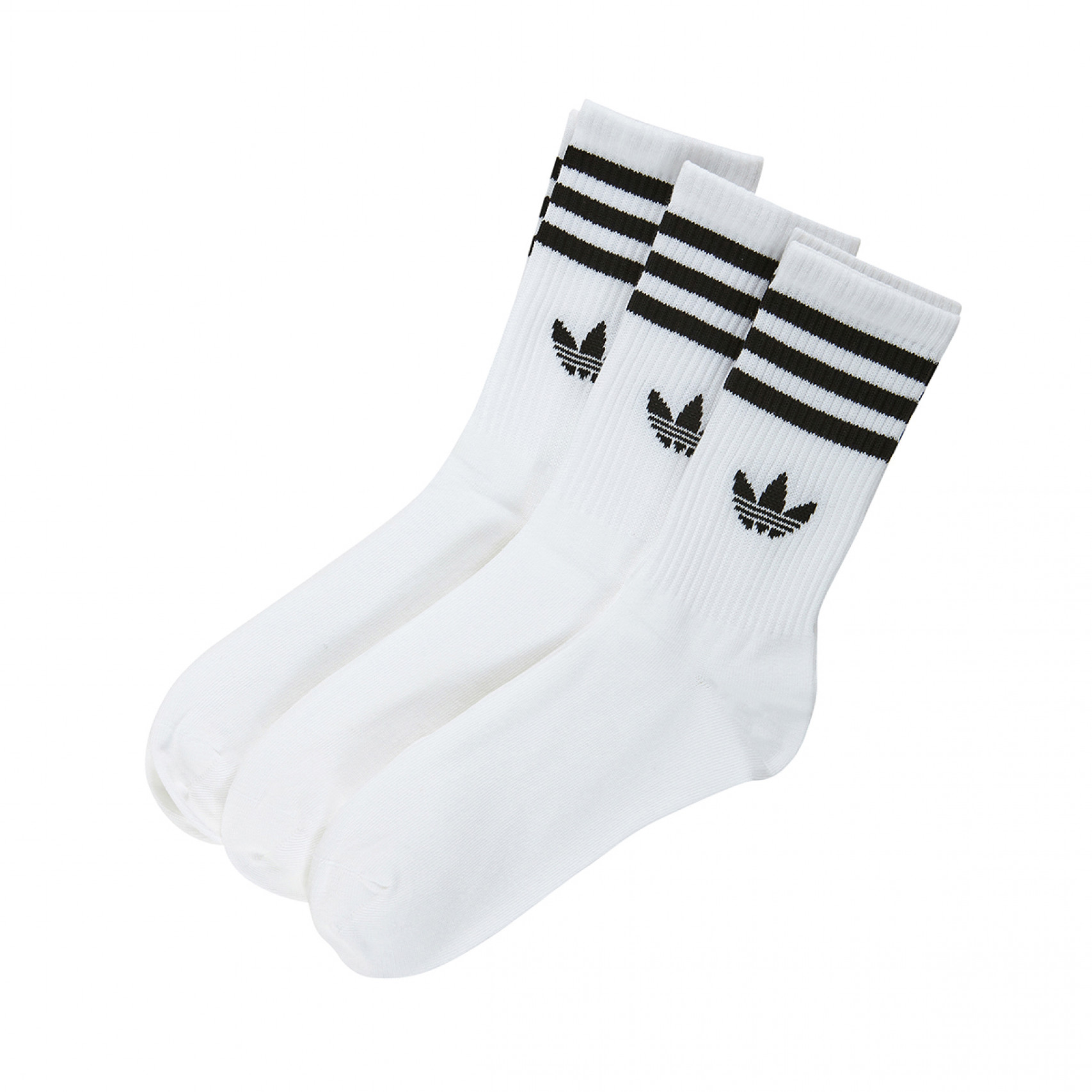 3 스트라이프 크루 삭스 3팩 화이트 / JV7401